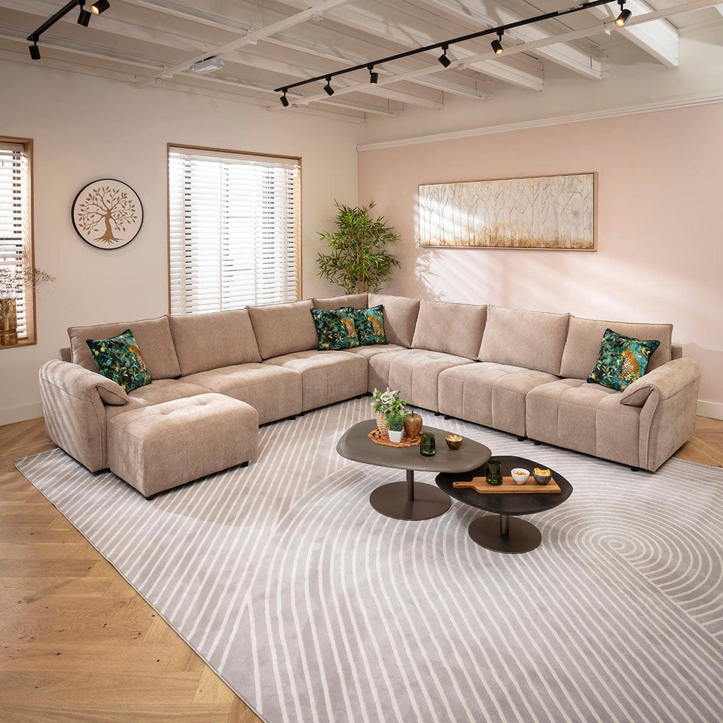 Jasmin Large 7 Seater Modular Corner Sofa Beige 323x323cm 17