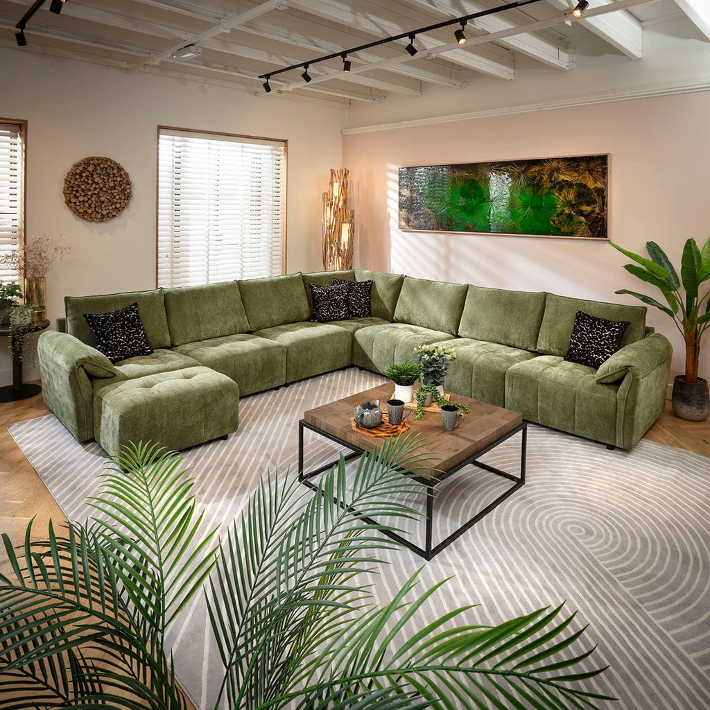 Jasmin Large 7 Seater Modular Corner Sofa Green 323x323cm 17
