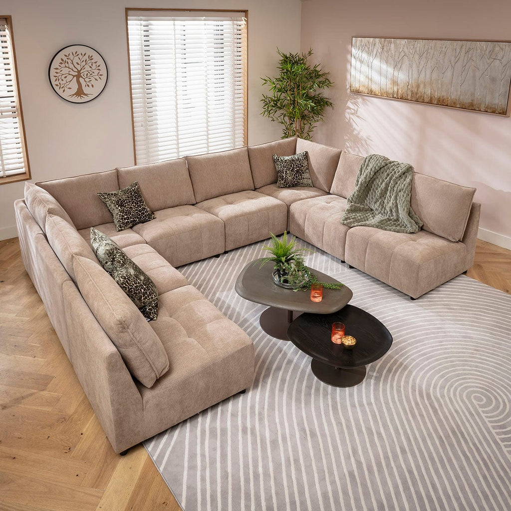 Jasmin Large 8 Seater Modular U-Shape Corner Sofa Beige 320x235cm 18B