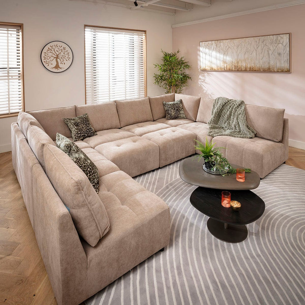 Jasmin Large 8 Seater Modular U-Shape Corner Sofa Beige 320x235cm 18B