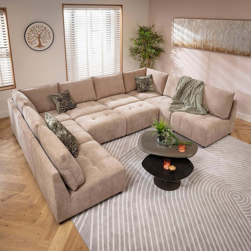Jasmin Large 8 Seater Modular U-Shape Corner Sofa Beige 320x235cm 18B