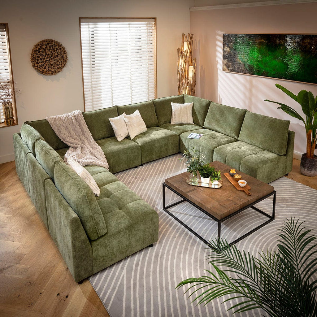 Jasmin Large 8 Seater Modular U-Shape Corner Sofa Green 320x235cm 18