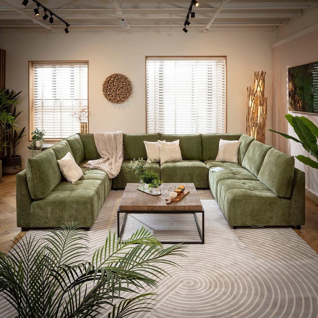 Jasmin Large 8 Seater Modular U-Shape Corner Sofa Green 320x235cm 18
