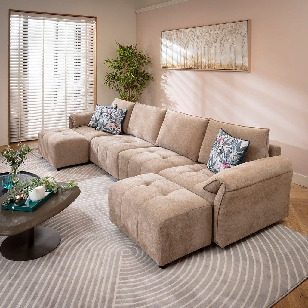 Jasmin Large Modern 4 Seater Modular Chaise Sofa Settee Beige 323x138cm 7