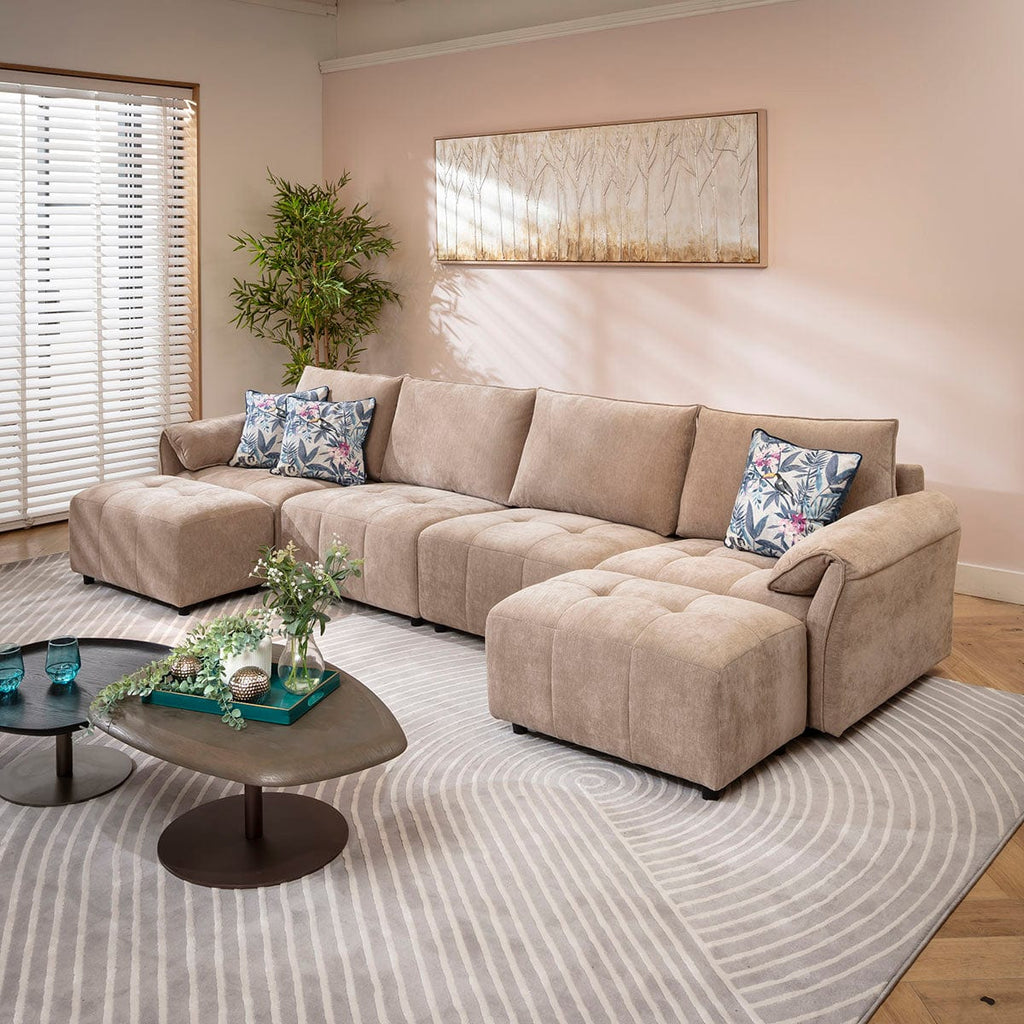 Jasmin Large Modern 4 Seater Modular Chaise Sofa Settee Beige 323x138cm 7