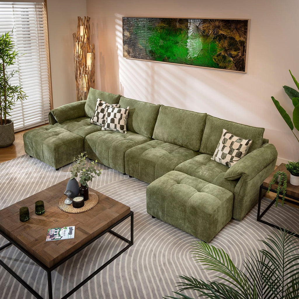 Jasmin Large Modern 4 Seater Modular Chaise Sofa Settee Green 323x138cm 7