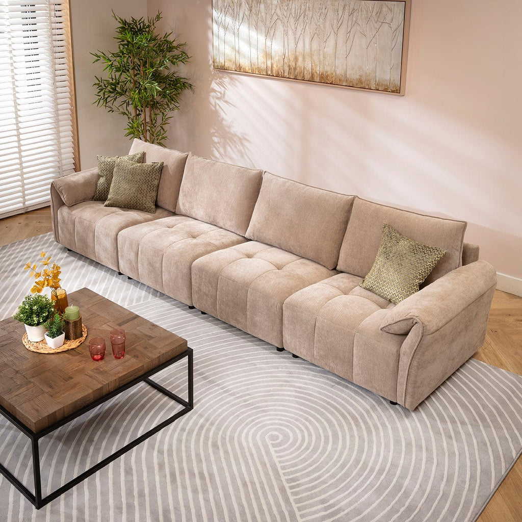 Jasmin Large Modern 4 Seater Modular Sofa Settee Beige 323x88cm 16