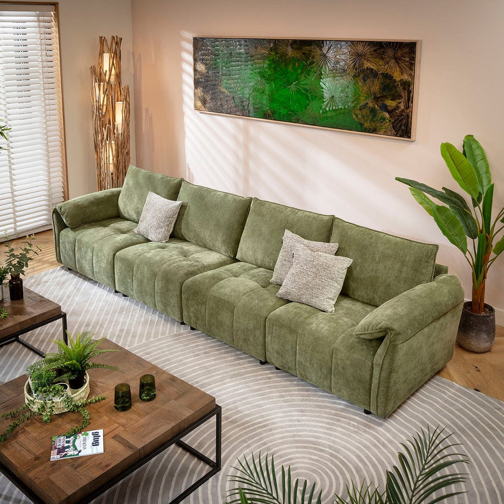 Jasmin Large Modern 4 Seater Modular Sofa Settee Green 323x88cm 16