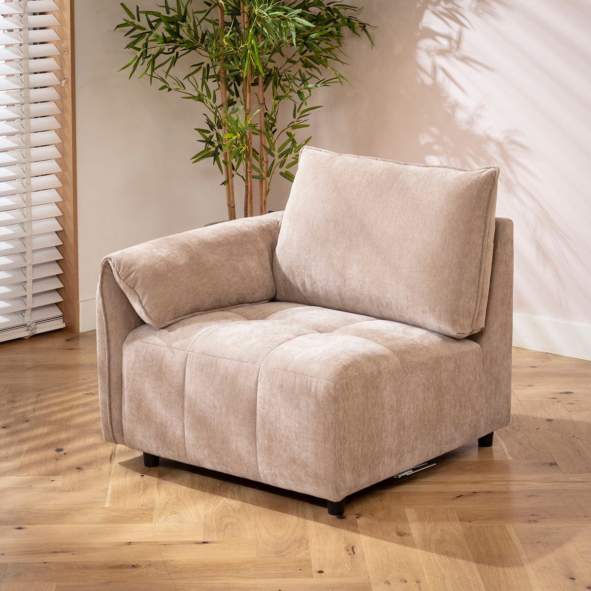 Jasmin Left-Hand Armed Modular Sofa Section Neutral Beige 88x88cm