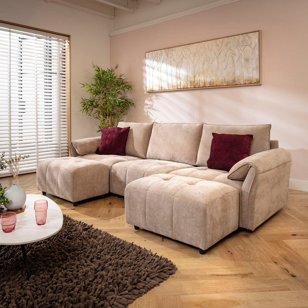 Jasmin Modern 3 Seater Modular U-Shape Chaise Sofa Beige 251x138cm 4