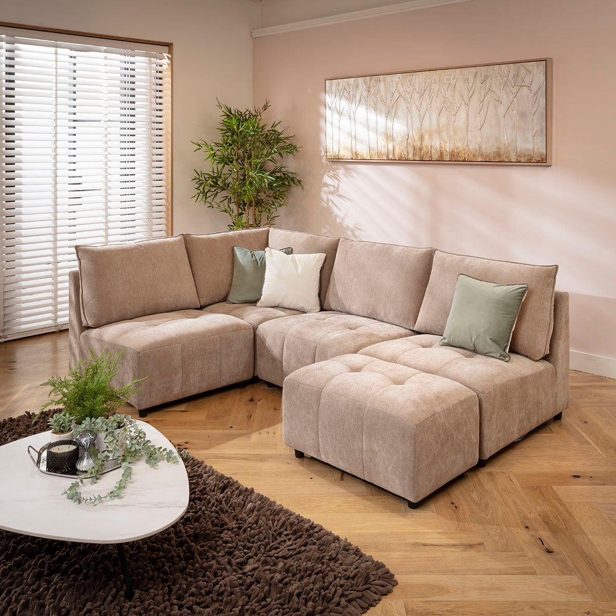 Jasmin Modern 4 Seater Modular Corner Sofa Beige 235x160cm 20