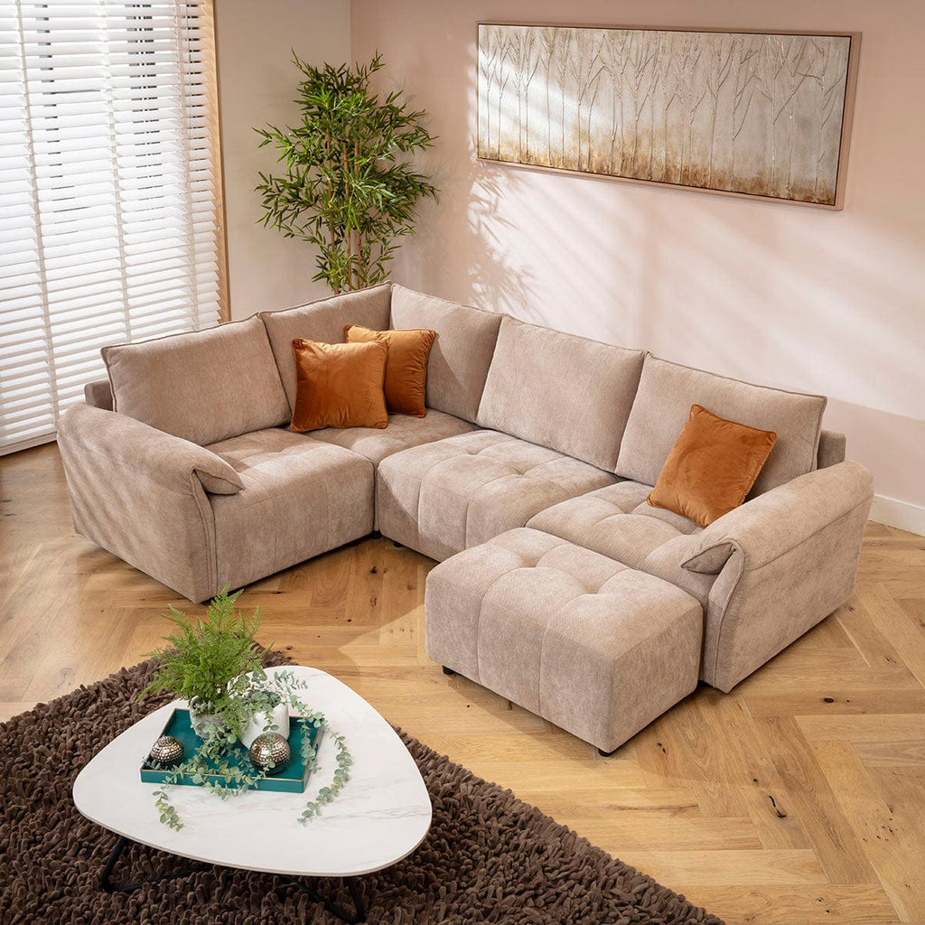 Jasmin Modern 4 Seater Modular Corner Sofa Beige 248x173cm 5