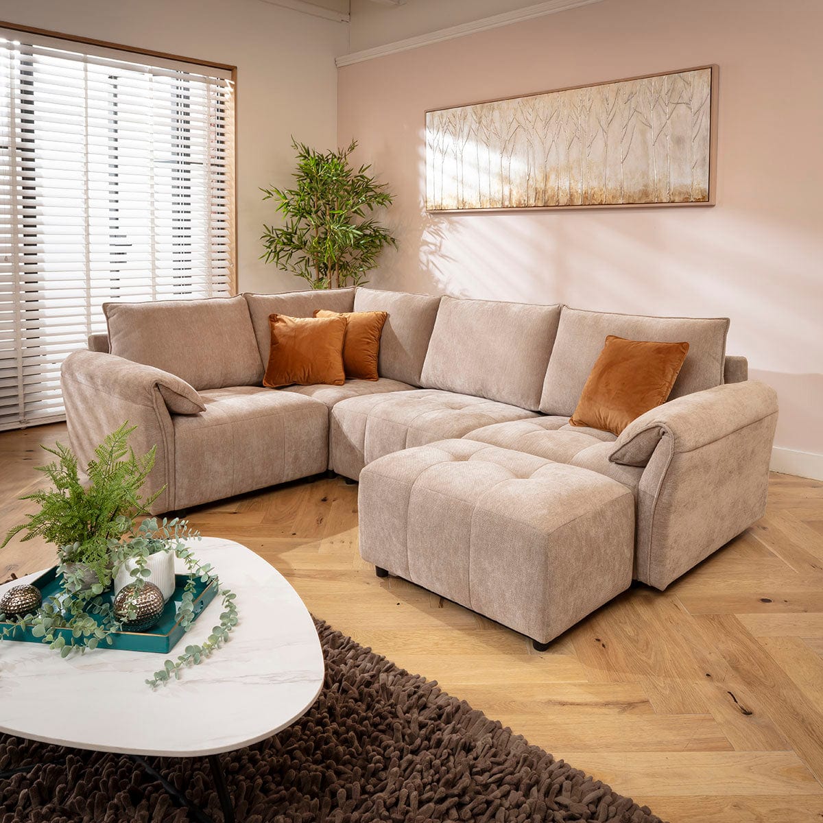 Jasmin Modern 4 Seater Modular Corner Sofa Beige 248x173cm 5