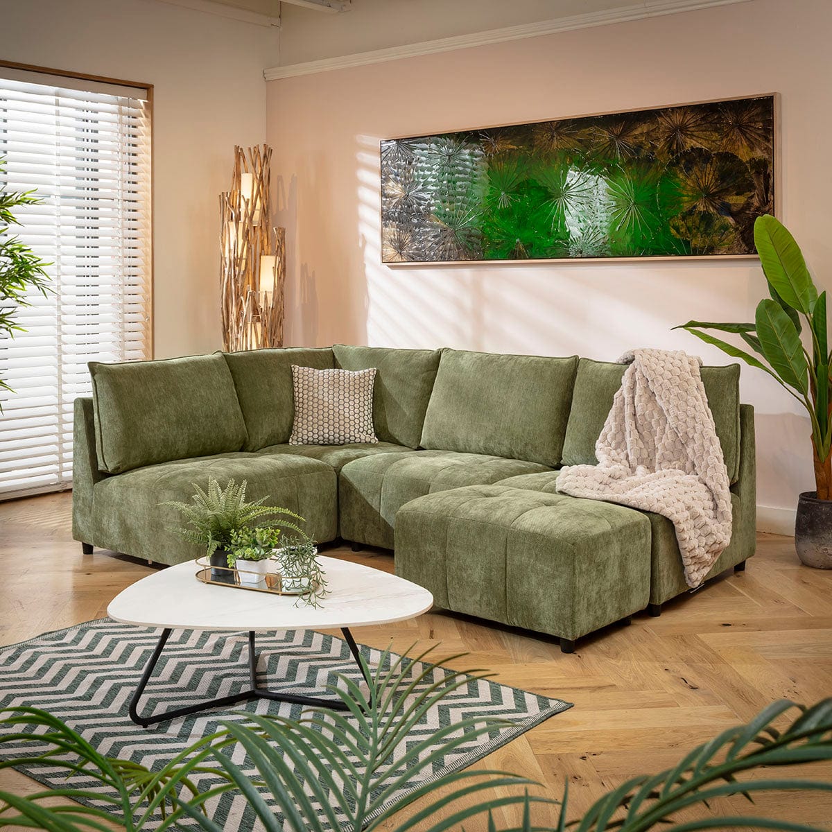 Jasmin Modern 4 Seater Modular Corner Sofa Green 235x160cm 20