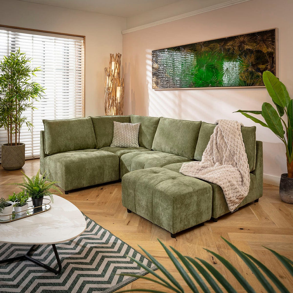 Jasmin Modern 4 Seater Modular Corner Sofa Green 235x160cm 20