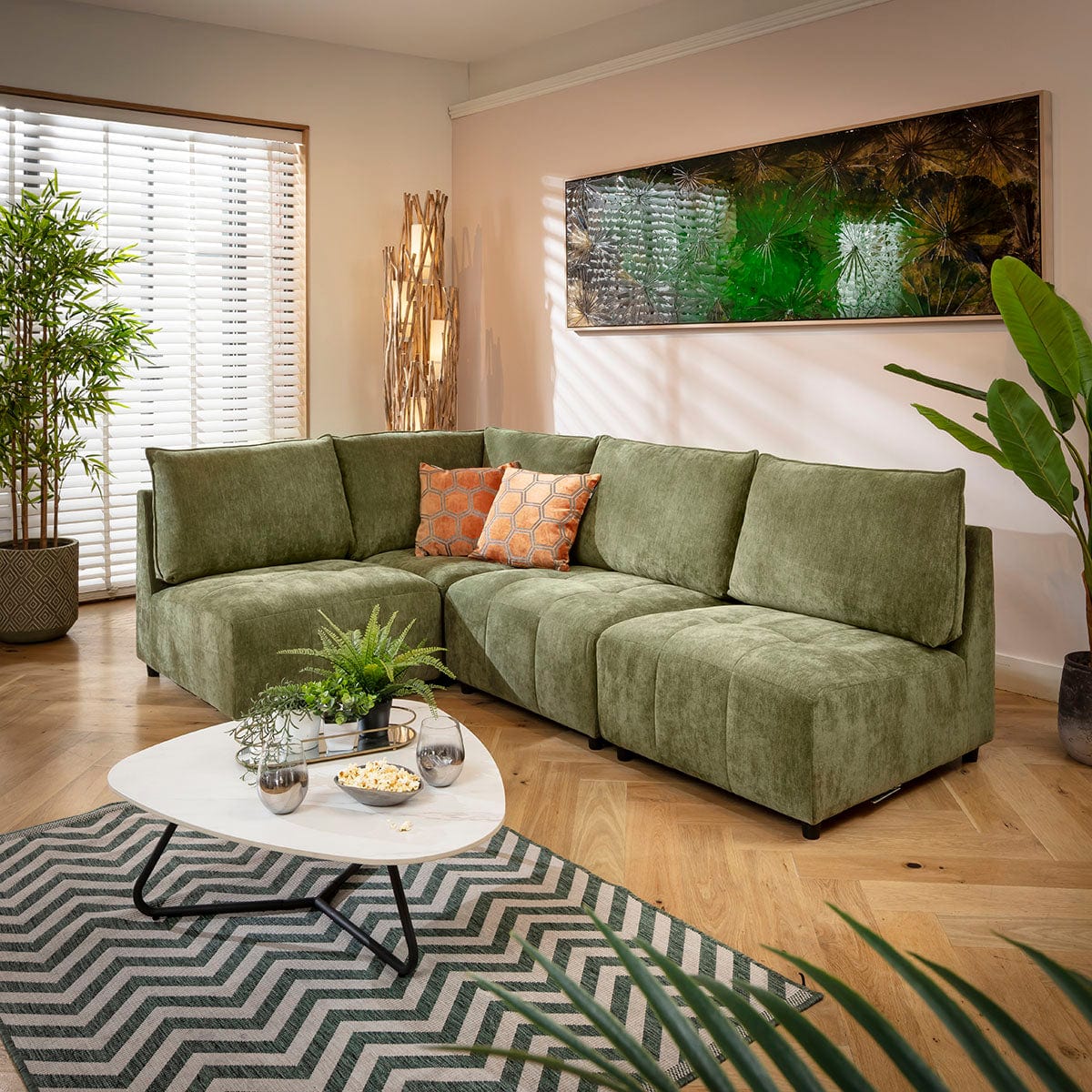 Jasmin Modern 4 Seater Modular Corner Sofa Green 235x160cm 22