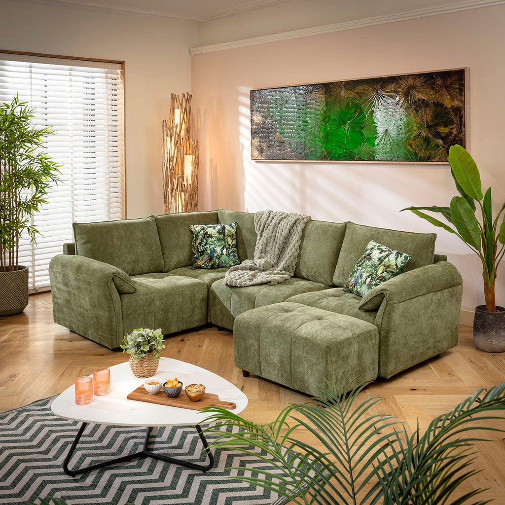 Jasmin Modern 4 Seater Modular Corner Sofa Green 248x173cm 5