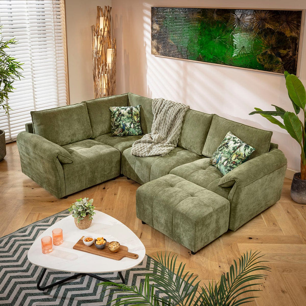 Jasmin Modern 4 Seater Modular Corner Sofa Green 248x173cm 5