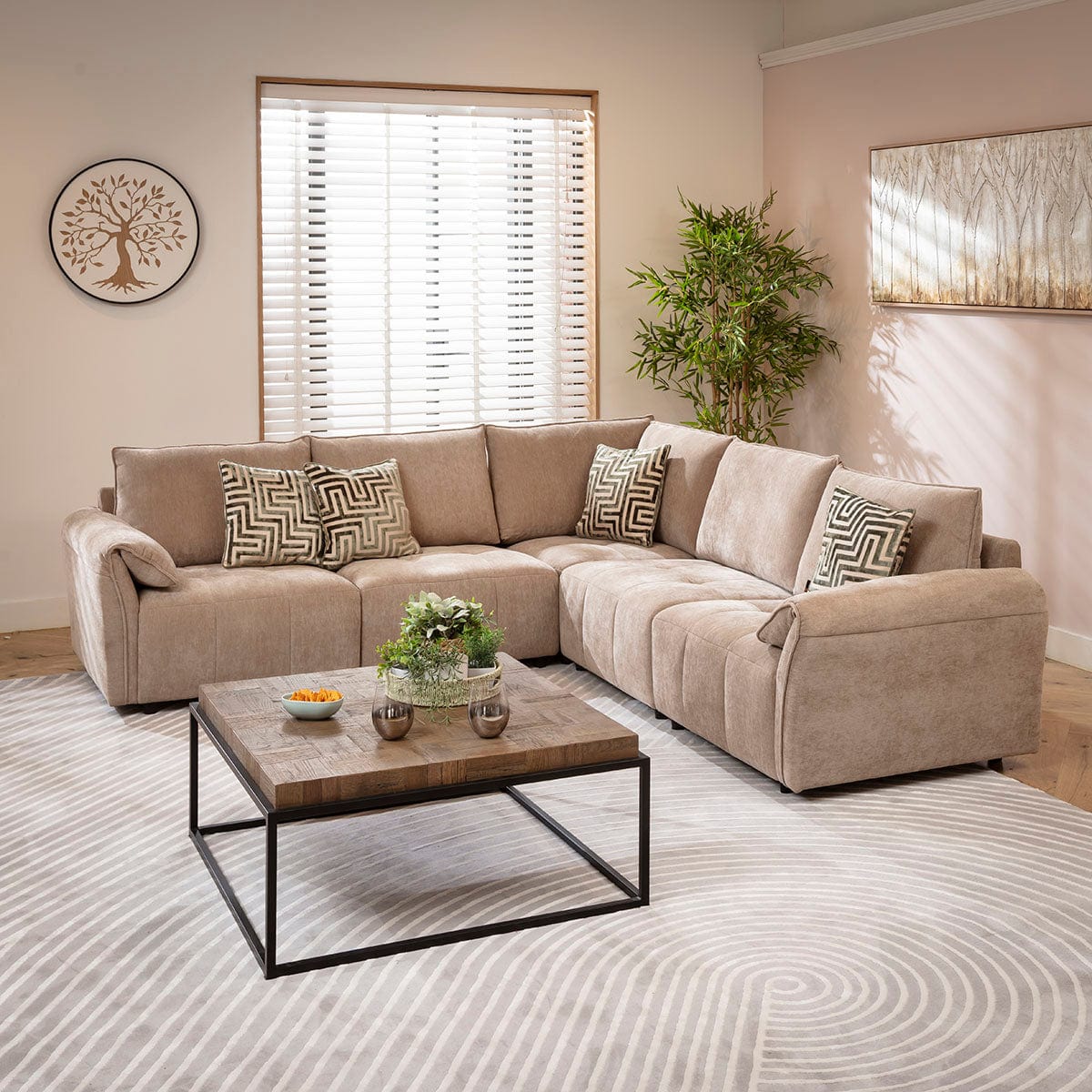 Jasmin Modern 5 Seater Modular Corner Sofa Beige 248x248cm 14