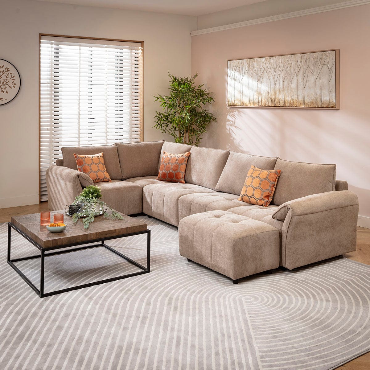 Jasmin Modern 5 Seater Modular Corner Sofa Beige 323x173cm 8