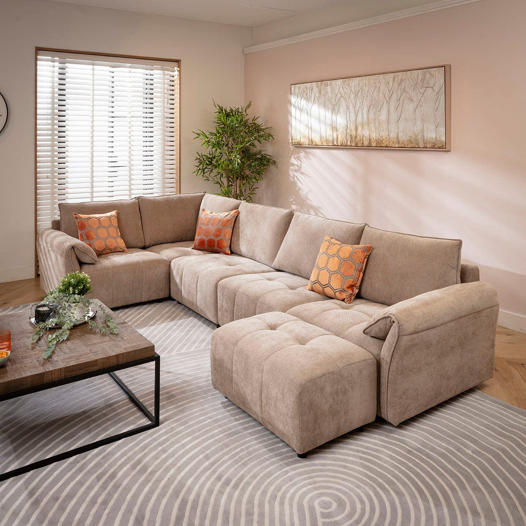 Jasmin Modern 5 Seater Modular Corner Sofa Beige 323x173cm 8