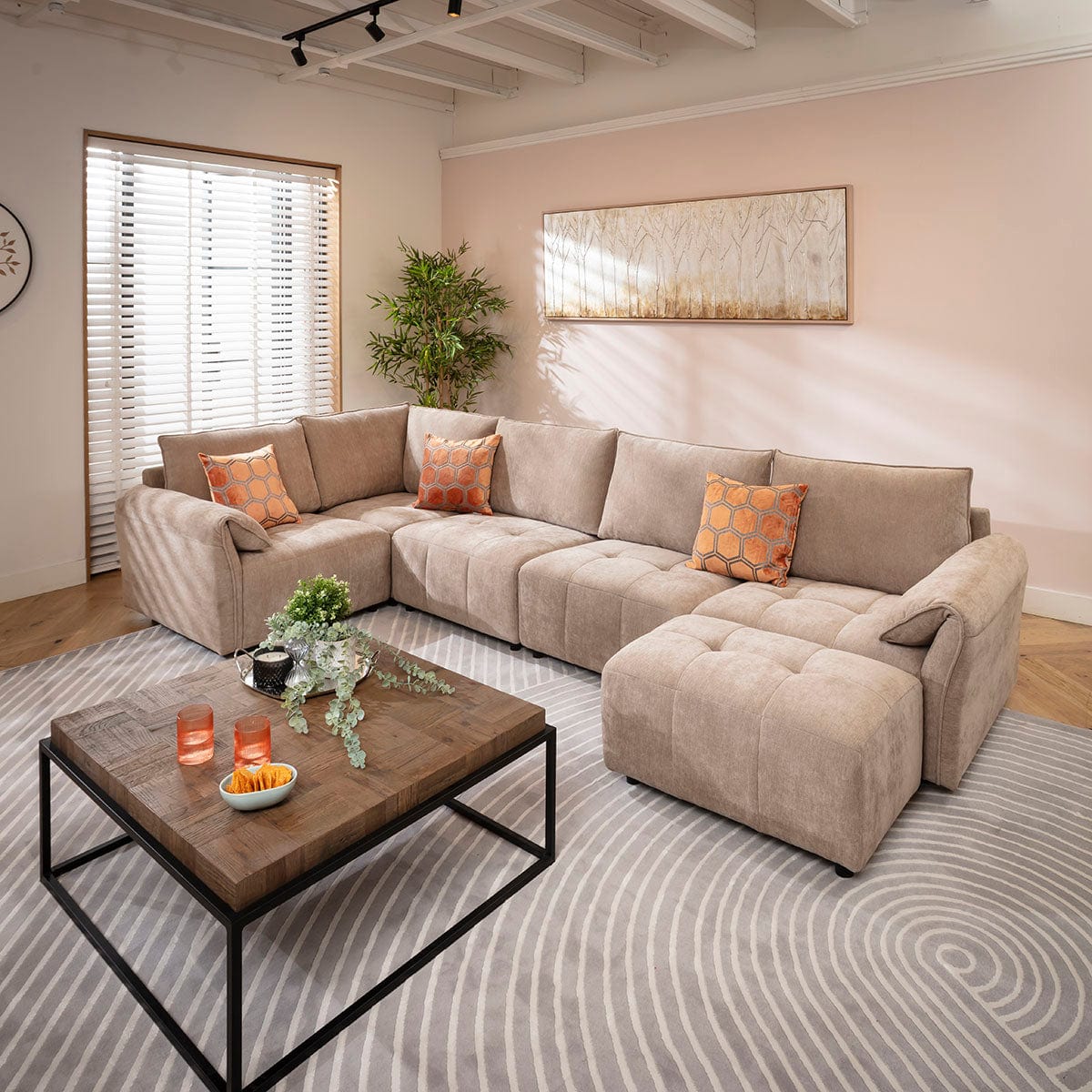 Jasmin Modern 5 Seater Modular Corner Sofa Beige 323x173cm 8