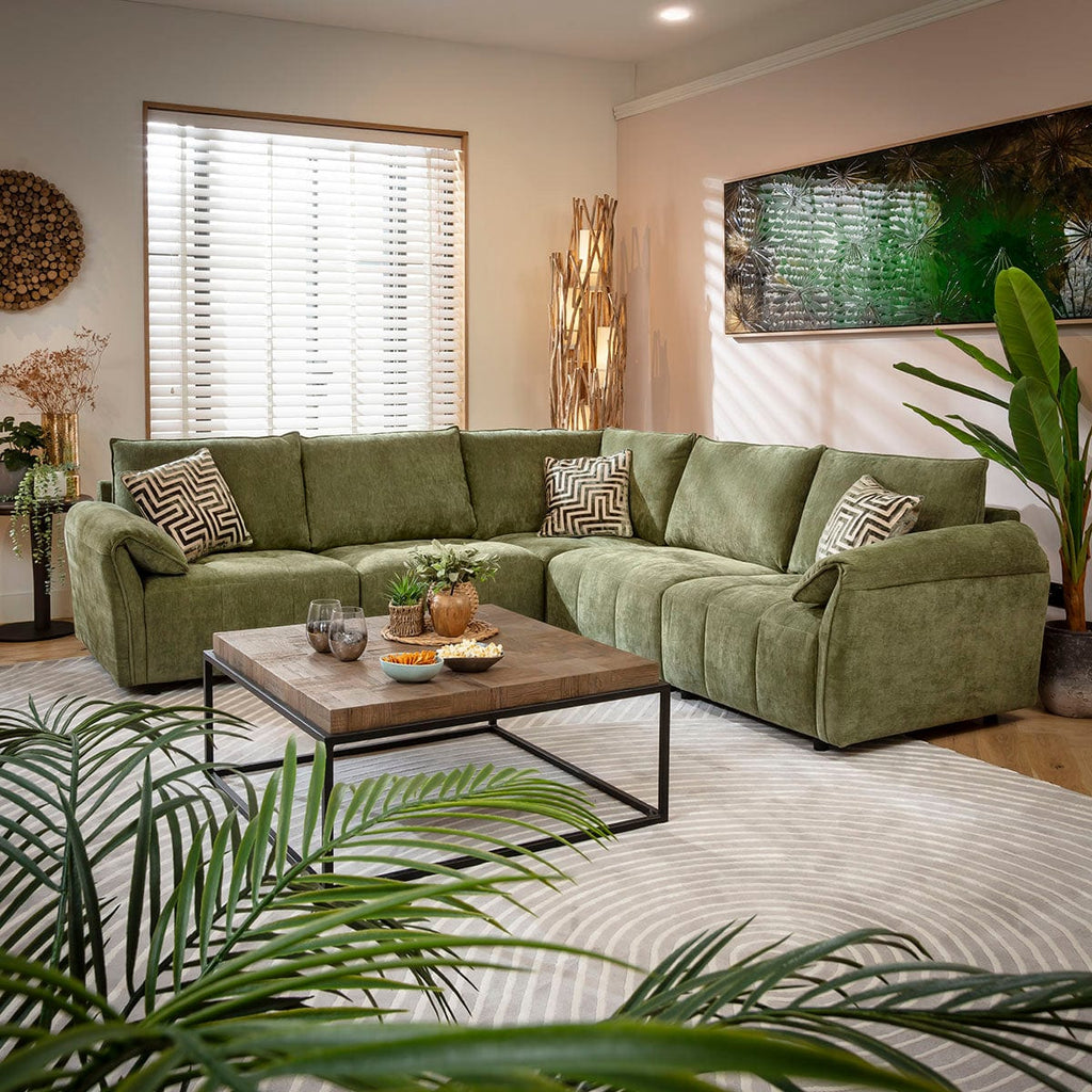 Jasmin Modern 5 Seater Modular Corner Sofa Green 248x248cm 14