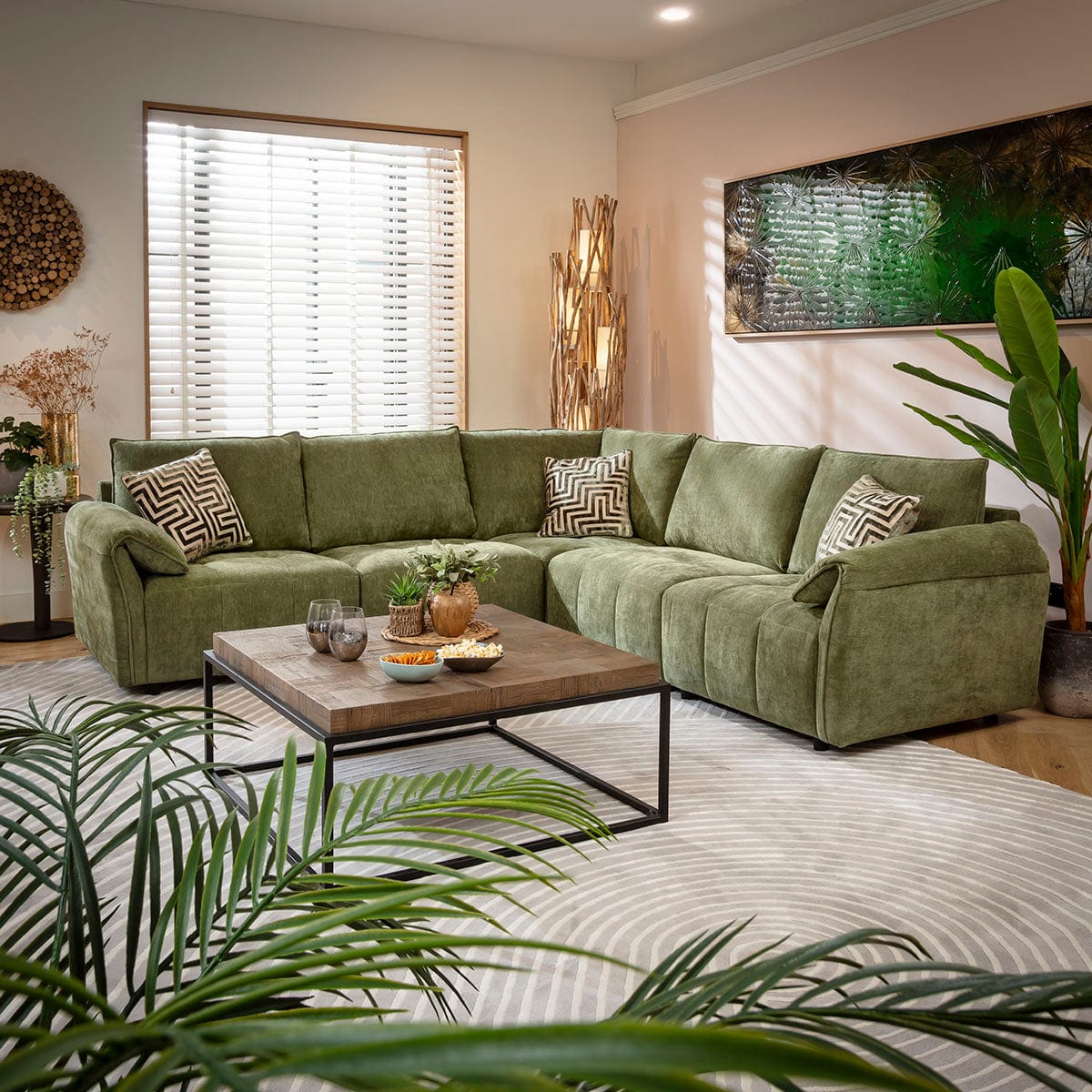 Jasmin Modern 5 Seater Modular Corner Sofa Green 248x248cm 14
