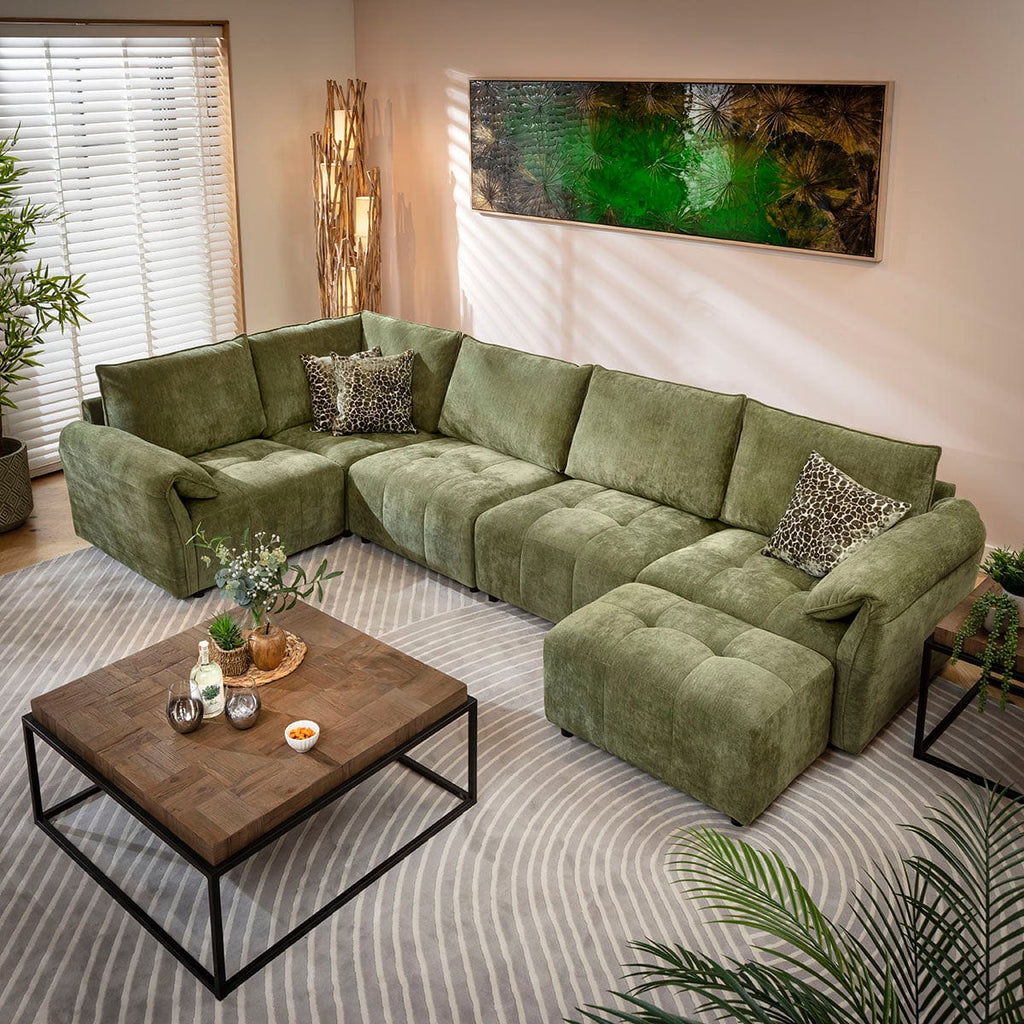 Jasmin Modern 5 Seater Modular Corner Sofa Green 323x173cm 8