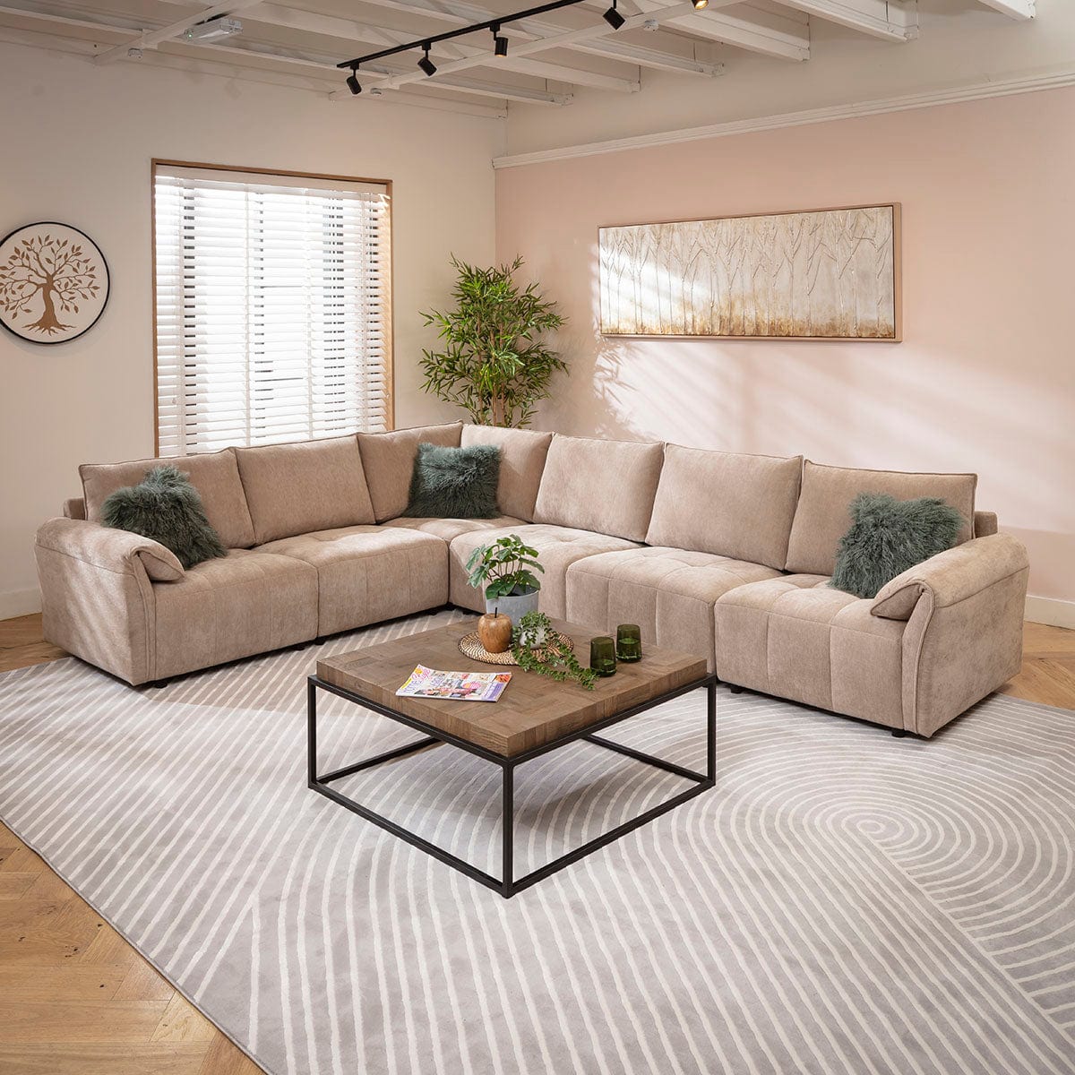 Jasmin Modern 6 Seater Modular Corner Sofa Beige 323x248cm 15