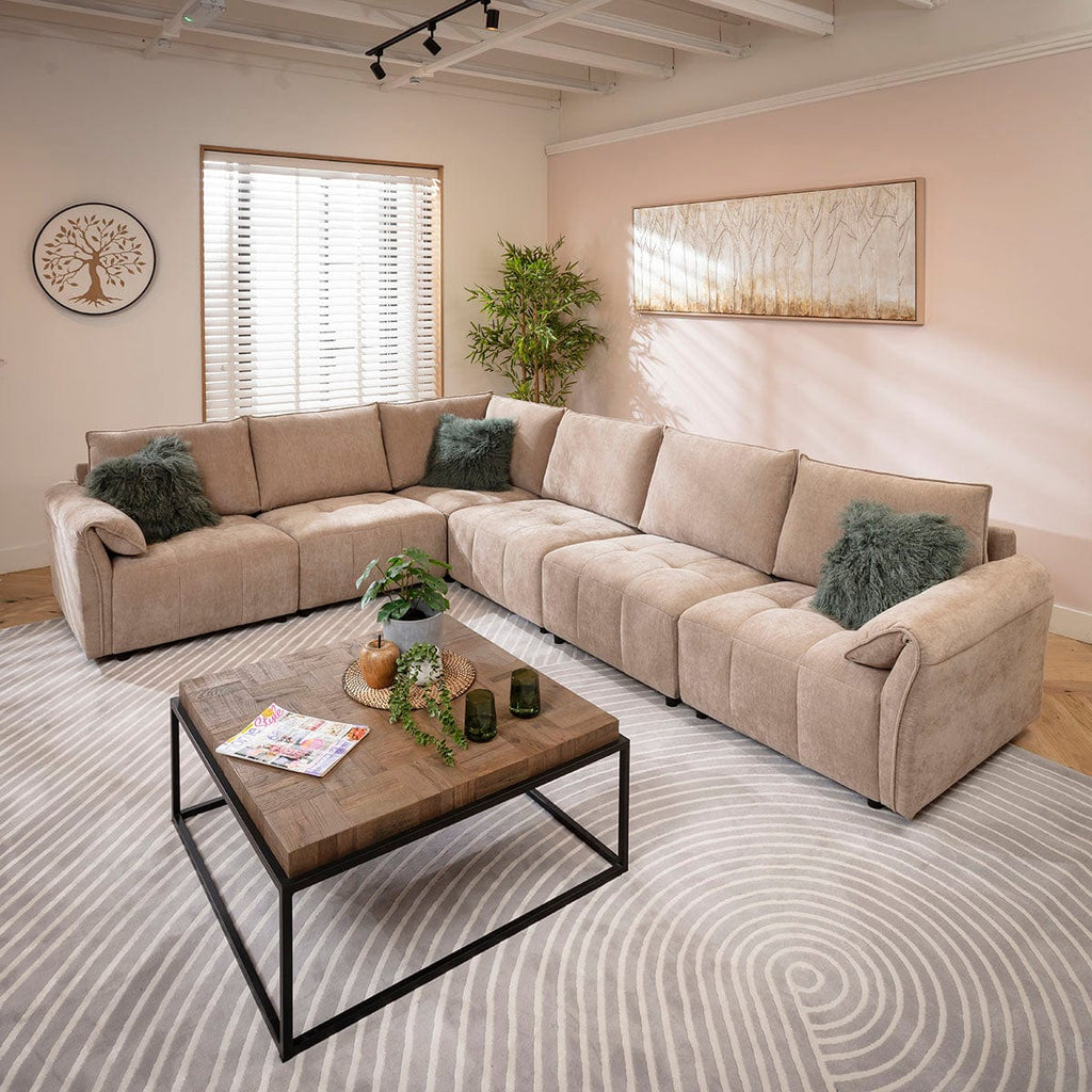 Jasmin Modern 6 Seater Modular Corner Sofa Beige 323x248cm 15