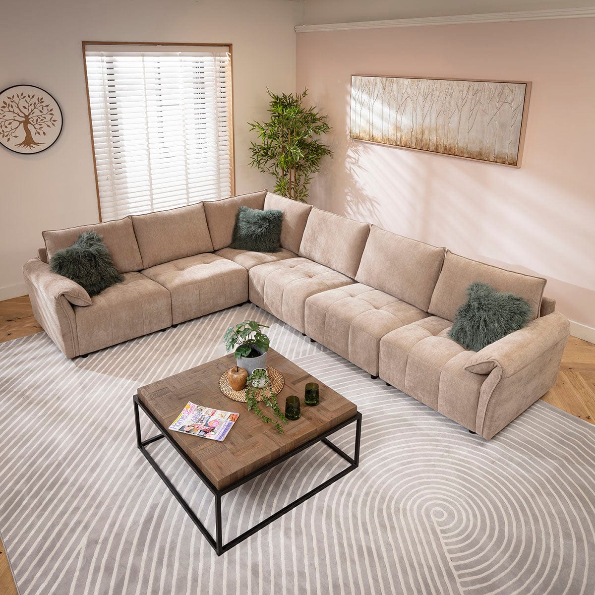 Jasmin Modern 6 Seater Modular Corner Sofa Beige 323x248cm 15