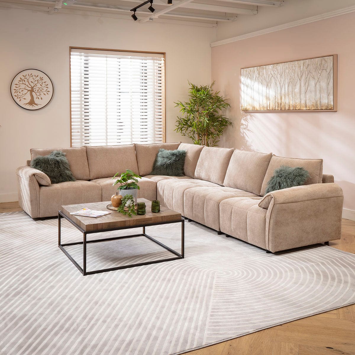 Jasmin Modern 6 Seater Modular Corner Sofa Beige 323x248cm 15