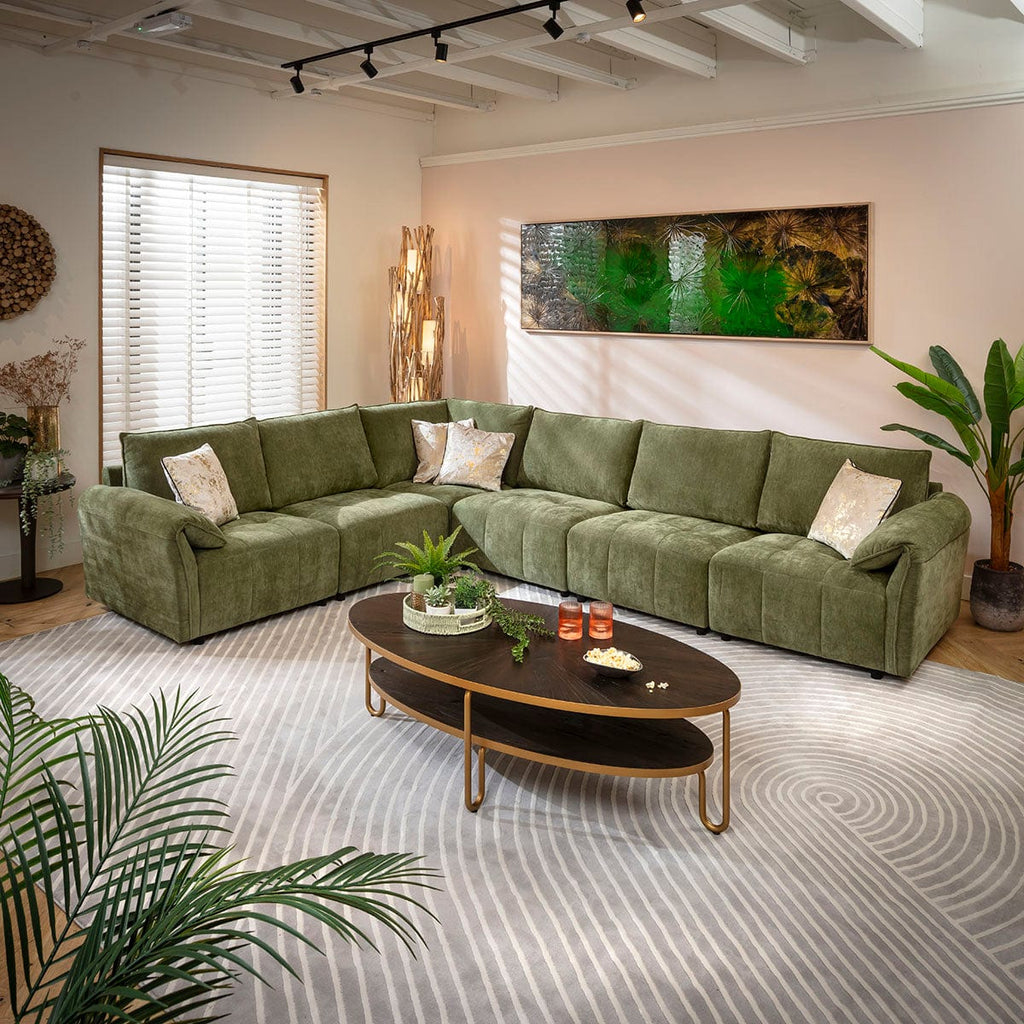 Jasmin Modern 6 Seater Modular Corner Sofa Green 323x248cm 15