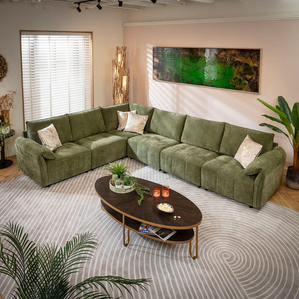 Jasmin Modern 6 Seater Modular Corner Sofa Green 323x248cm 15
