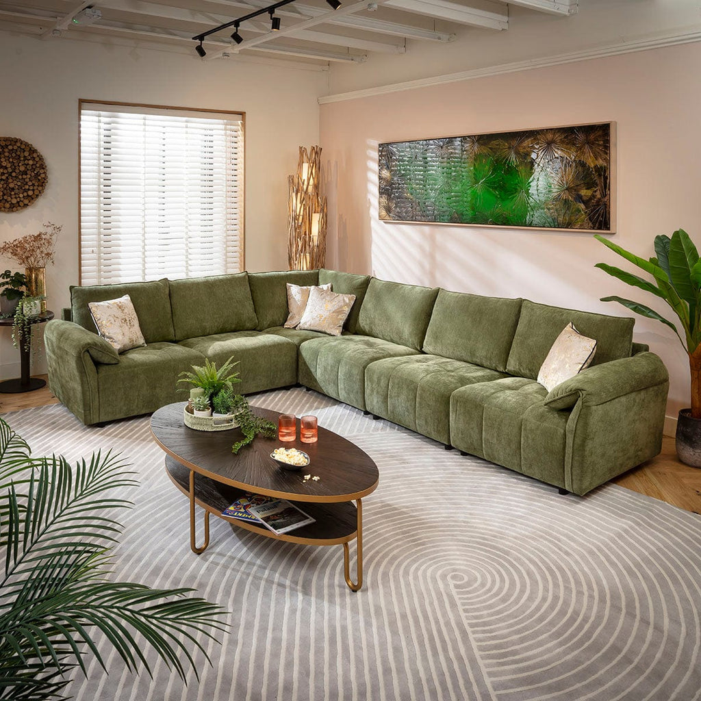 Jasmin Modern 6 Seater Modular Corner Sofa Green 323x248cm 15