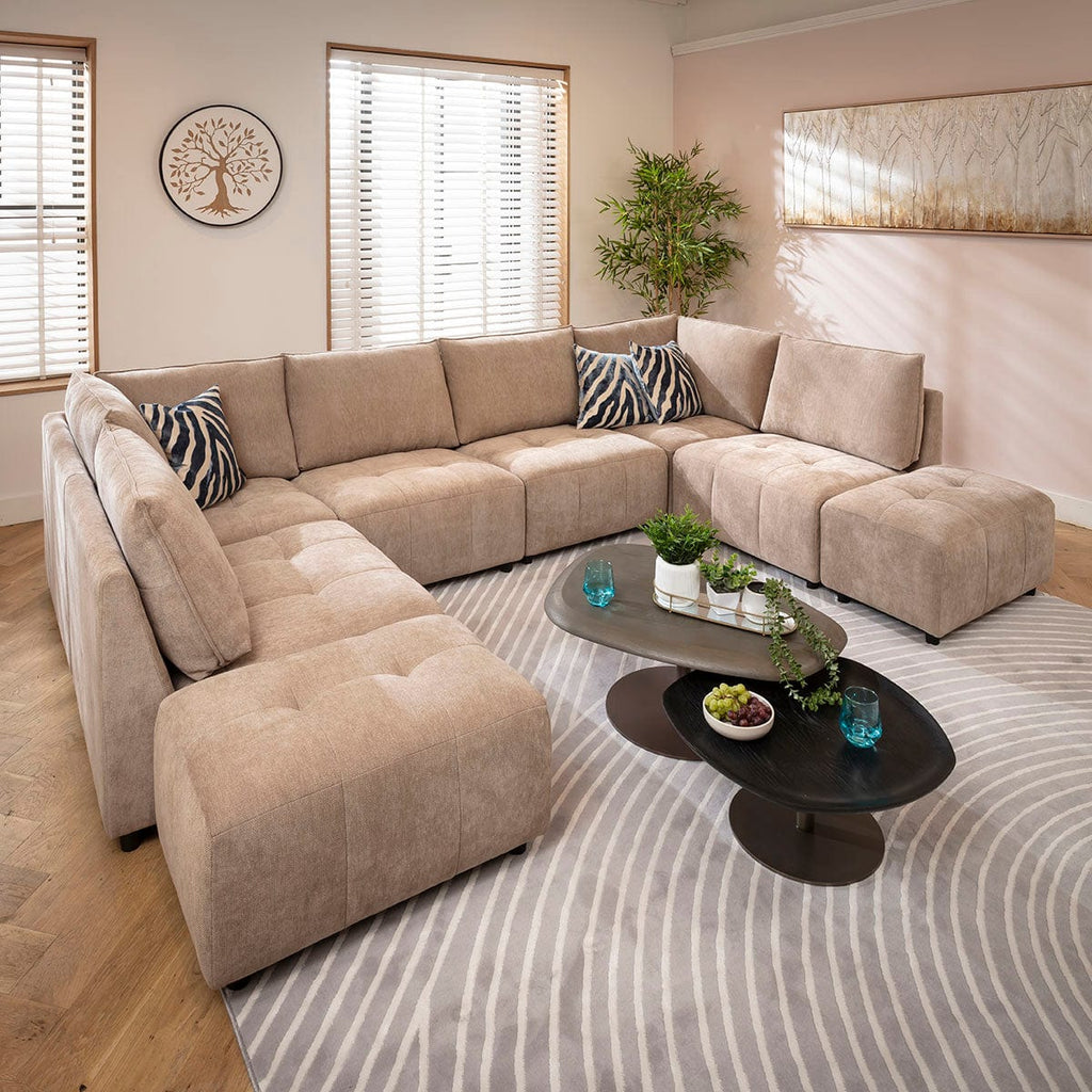 Jasmin Modern 6 Seater Modular U-Shape Chaise Sofa Beige 320x210cm 10