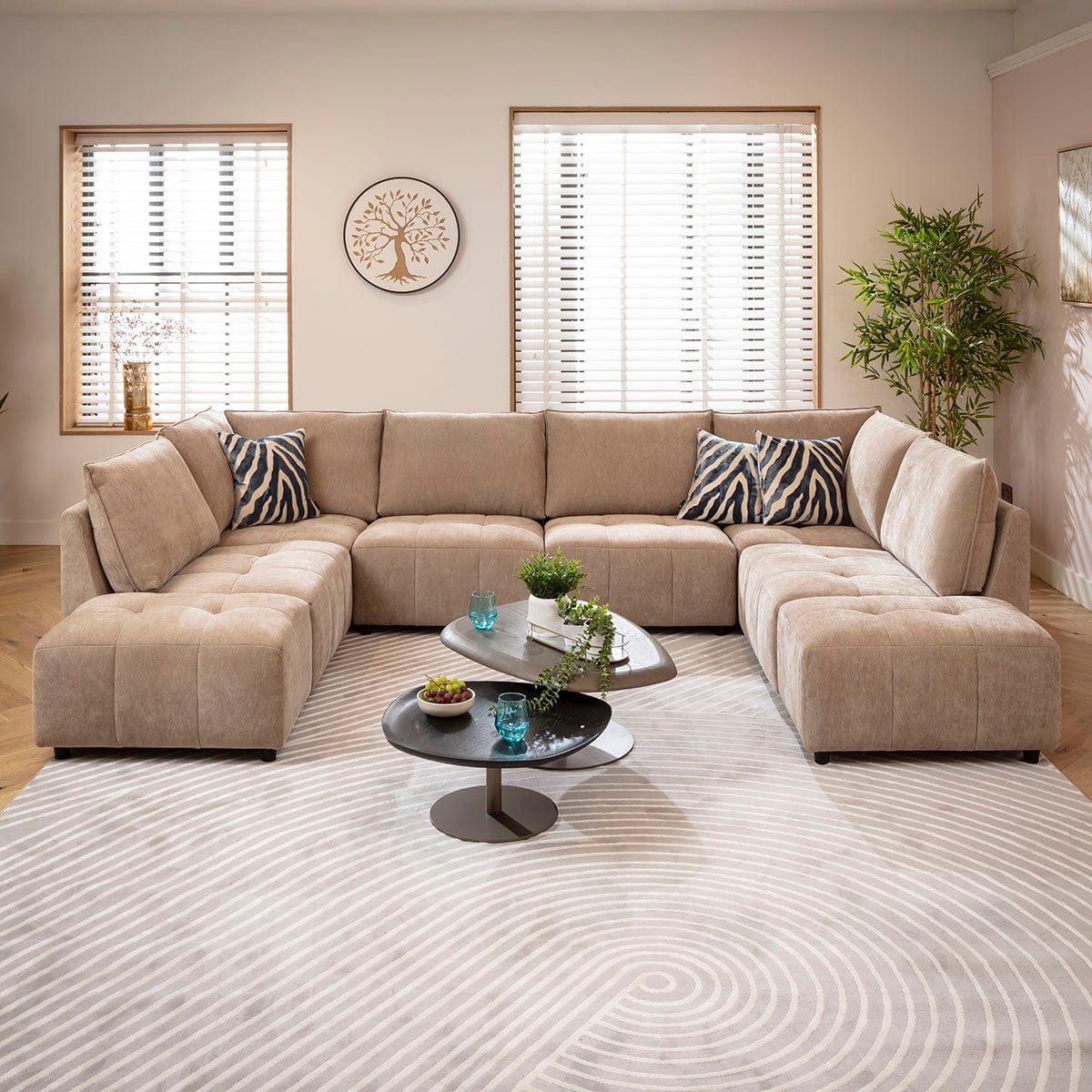 Jasmin Modern 6 Seater Modular U-Shape Chaise Sofa Beige 320x210cm 10