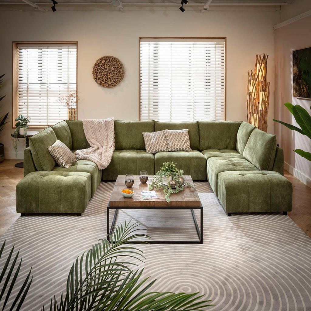 Jasmin Modern 6 Seater Modular U-Shape Chaise Sofa Green 320x210cm 10