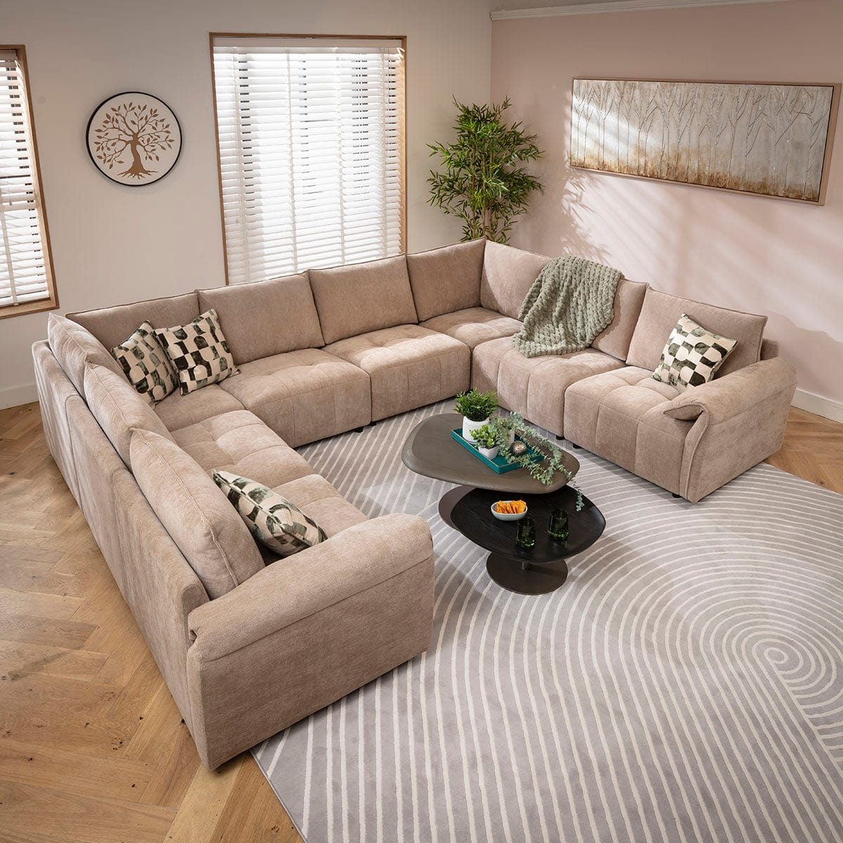 Jasmin Modern 8 Seater Modular U-Shape Corner Sofa Beige 320x248cm 11