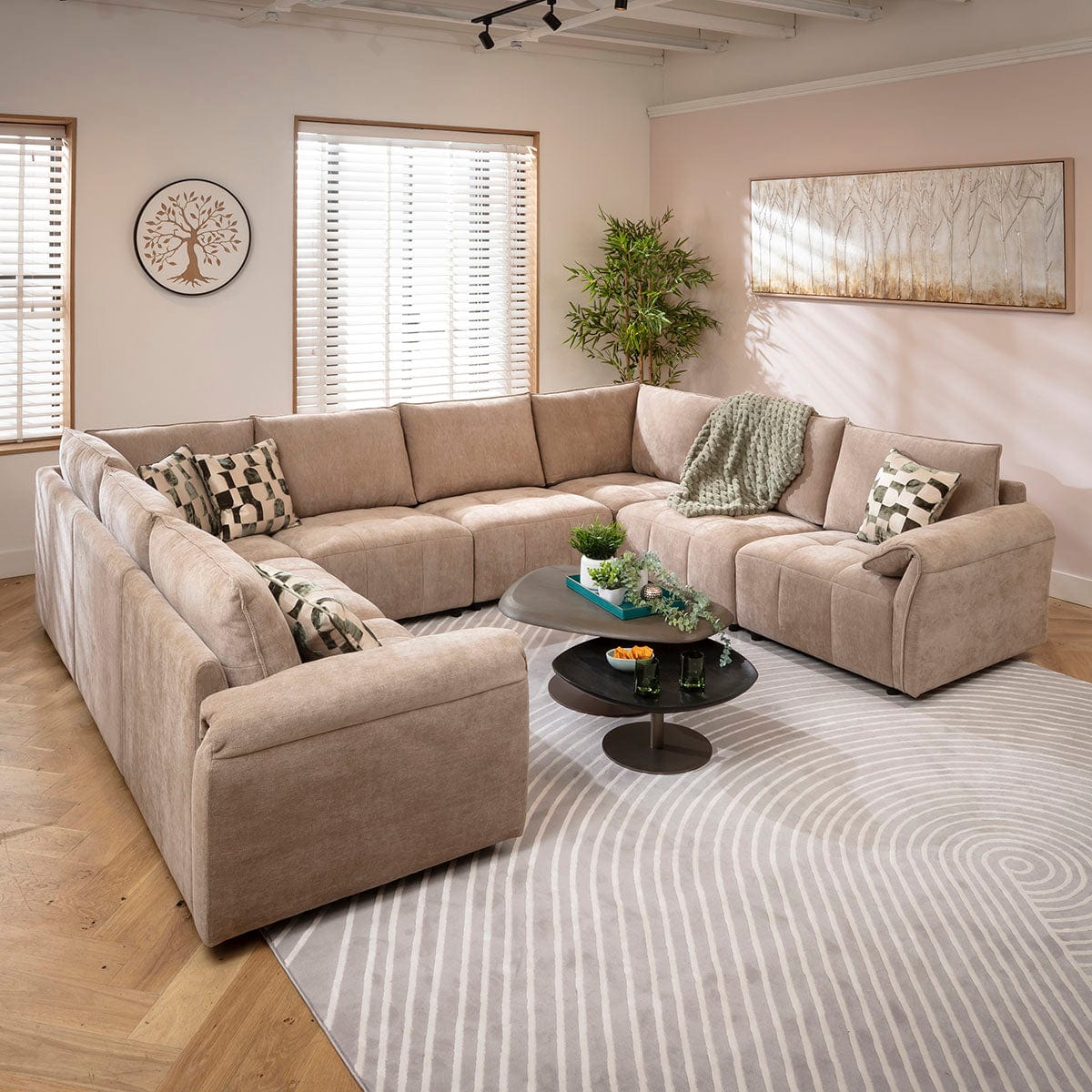 Jasmin Modern 8 Seater Modular U-Shape Corner Sofa Beige 320x248cm 11