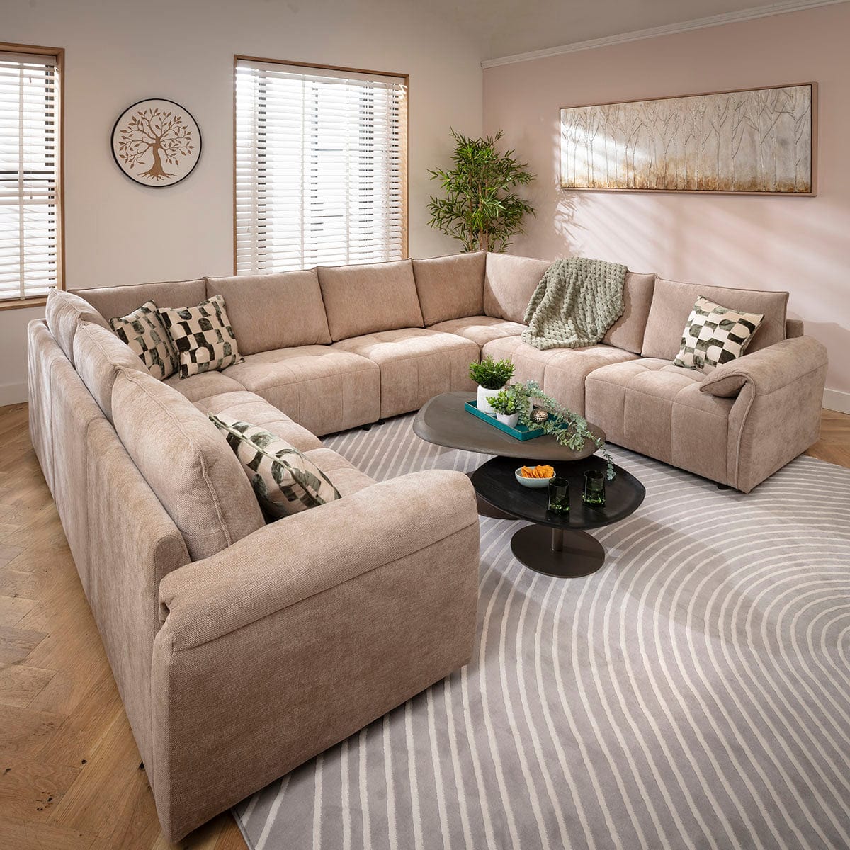 Jasmin Modern 8 Seater Modular U-Shape Corner Sofa Beige 320x248cm 11