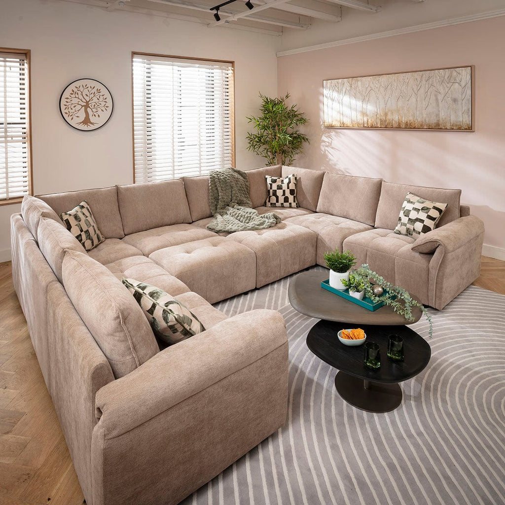 Jasmin Modern 8 Seater Modular U-Shape Corner Sofa Beige 320x248cm 11B