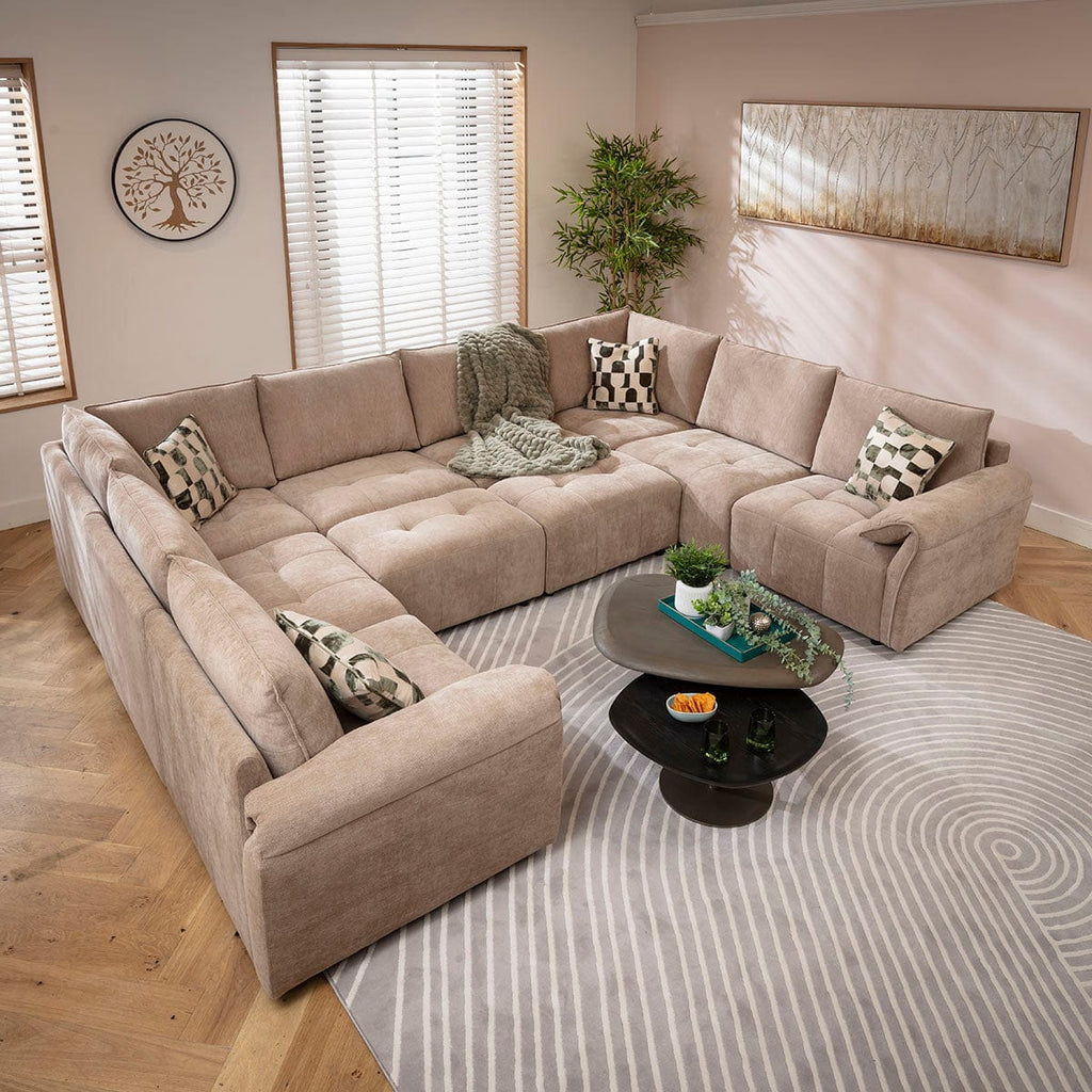 Jasmin Modern 8 Seater Modular U-Shape Corner Sofa Beige 320x248cm 11B
