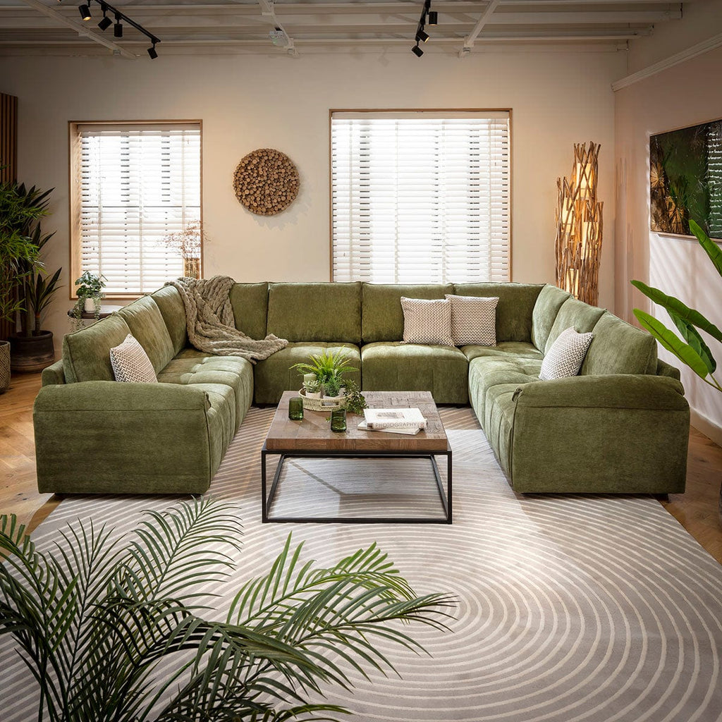 Jasmin Modern 8 Seater Modular U-Shape Corner Sofa Green 320x248cm 11