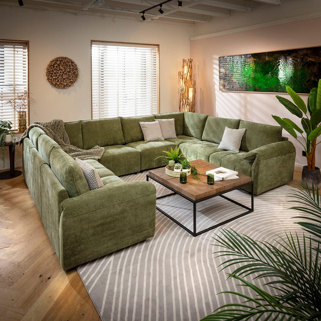 Jasmin Modern 8 Seater Modular U-Shape Corner Sofa Green 320x248cm 11B