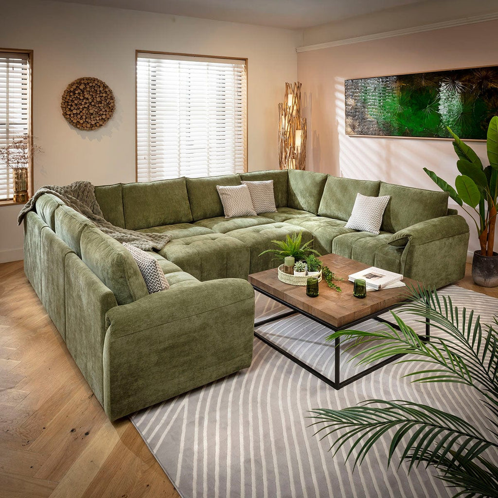 Jasmin Modern 8 Seater Modular U-Shape Corner Sofa Green 320x248cm 11B