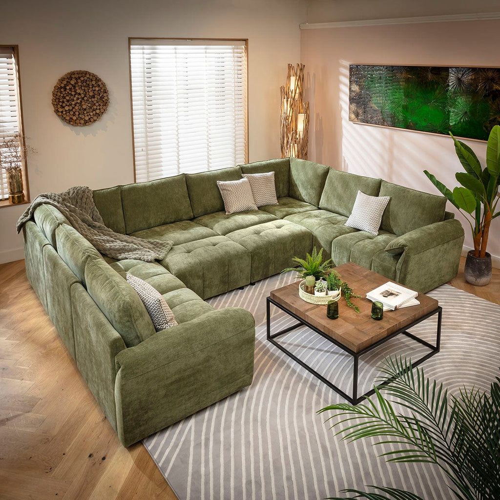 Jasmin Modern 8 Seater Modular U-Shape Corner Sofa Green 320x248cm 11B