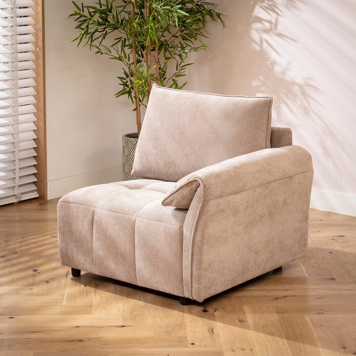 Jasmin Right-Hand Armed Modular Sofa Section Neutral Beige 88x88cm