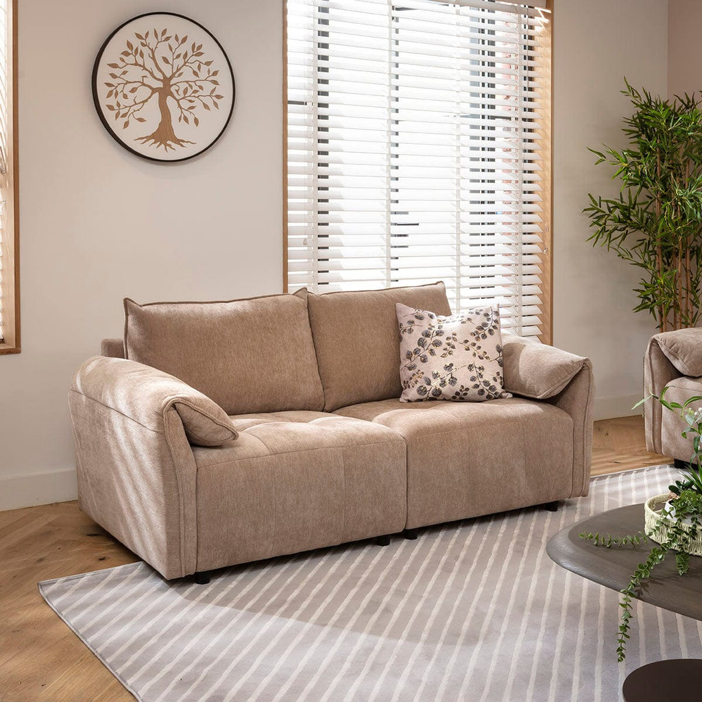 Jasmin Small 3 & 2 Seater Sofa Set Beige Woven Fabric 1+2S